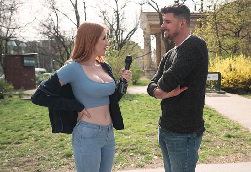 Busty redhead Scarlett Jones shows her big natural tits